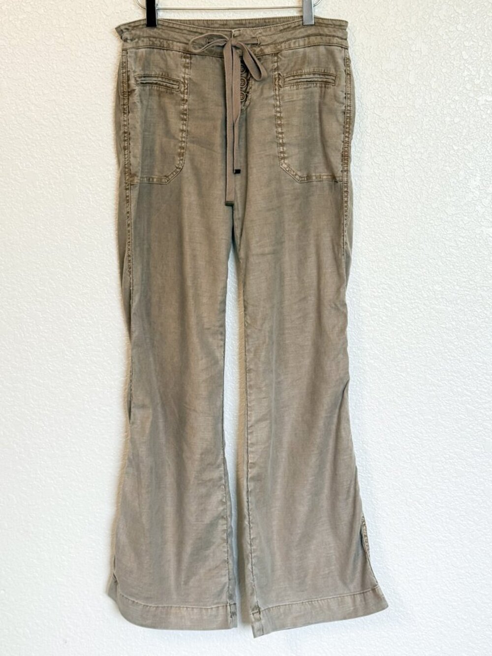 Anthropologie Level 99 Leandra Lounge Pant Linen Blend Size 26 Husk Casual Chic